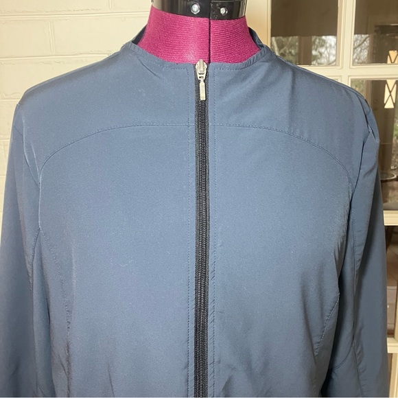 Barco One Wellness Scrub Jacket Navy Blue | Zip Front | Stretch Women’s Large - Picture 2 of 8
